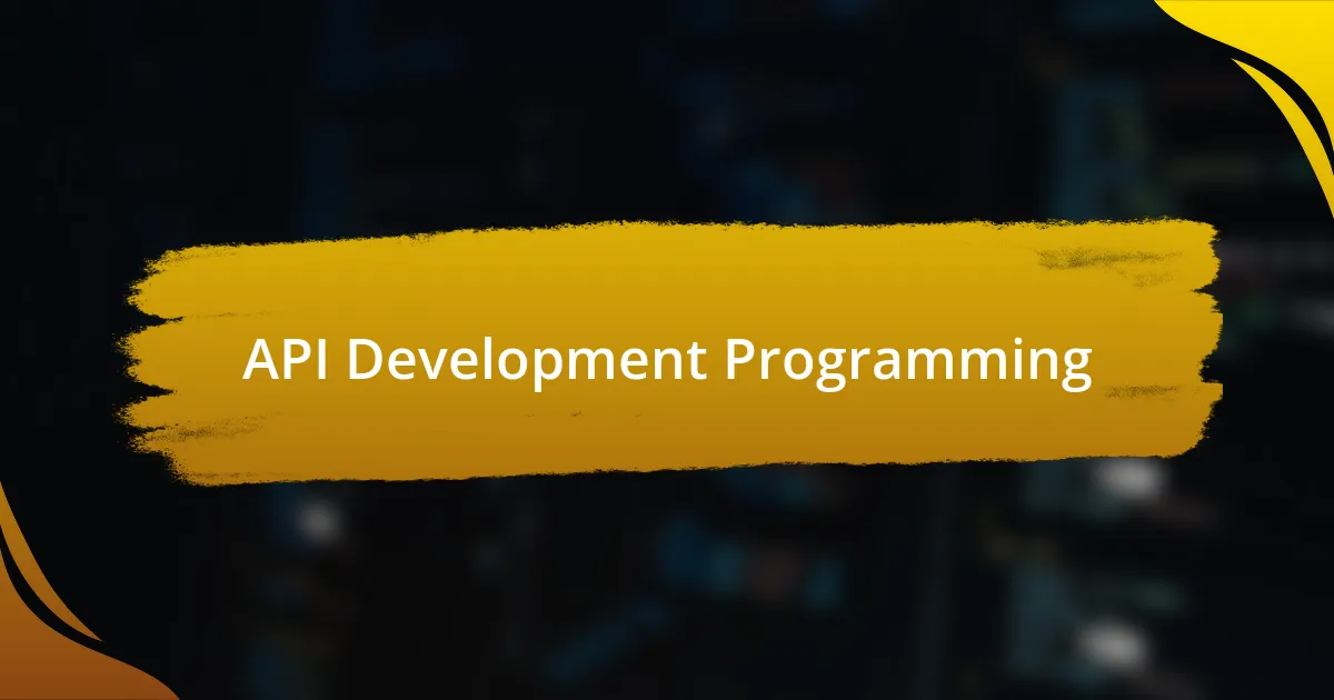 API Development Programming