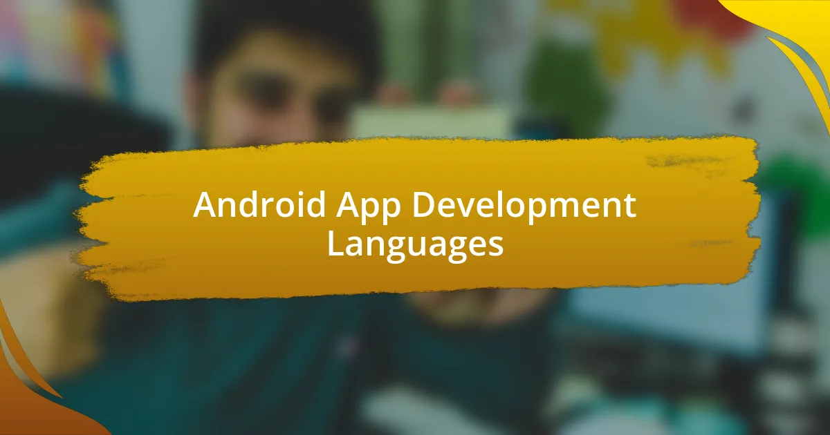 Android App Development Languages