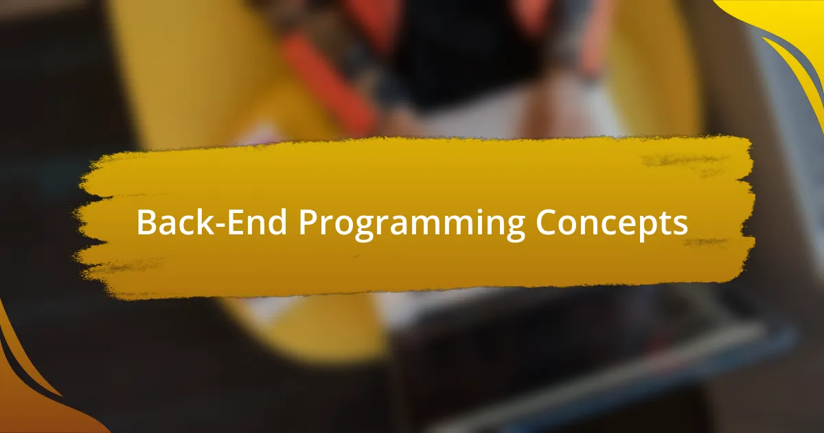 Back-End Programming Concepts