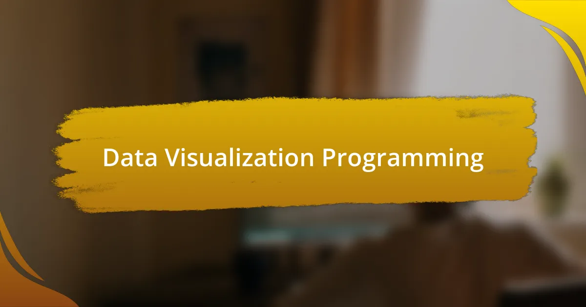 Data Visualization Programming