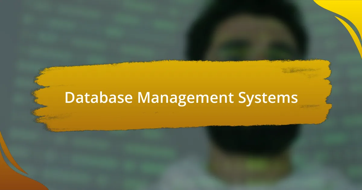 Database Management Systems