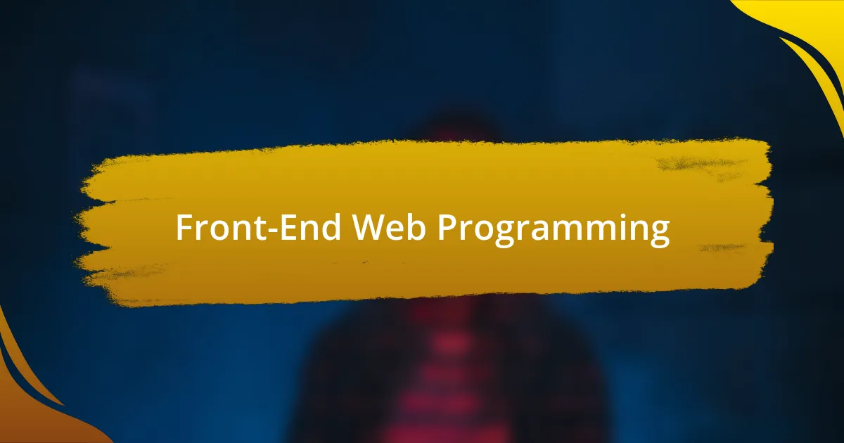 Front-End Web Programming