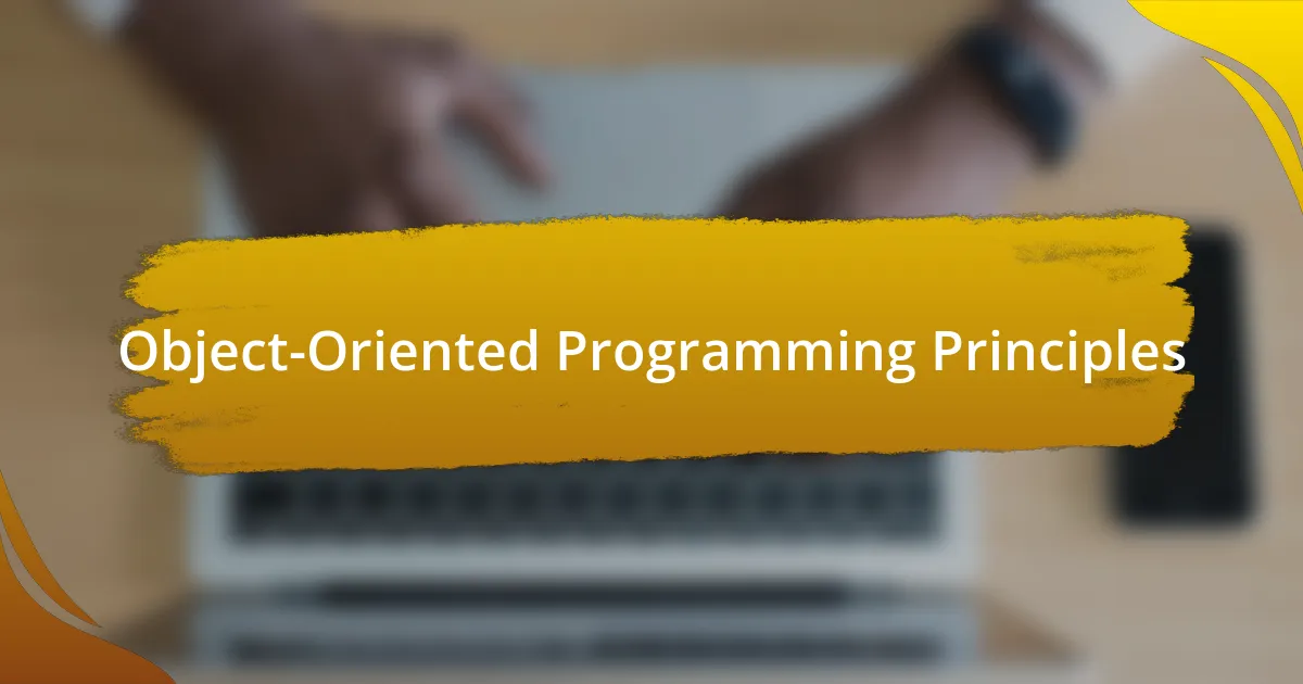 Object-Oriented Programming Principles