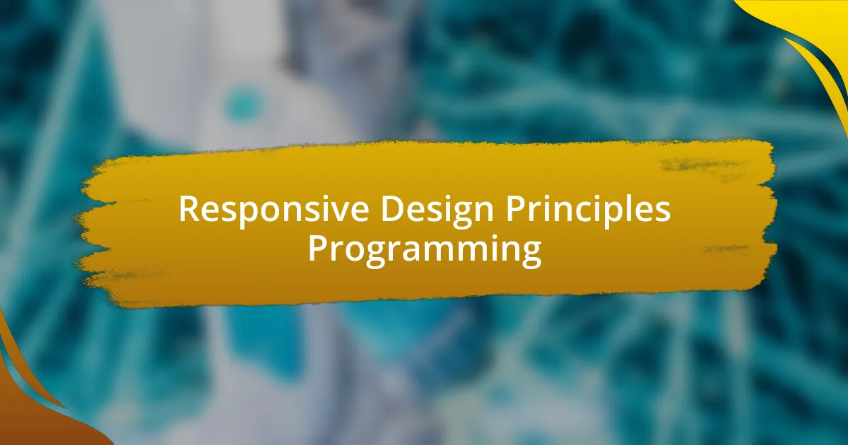 Responsive Design Principles Programming