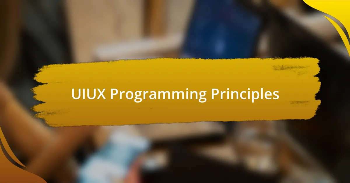 UIUX Programming Principles